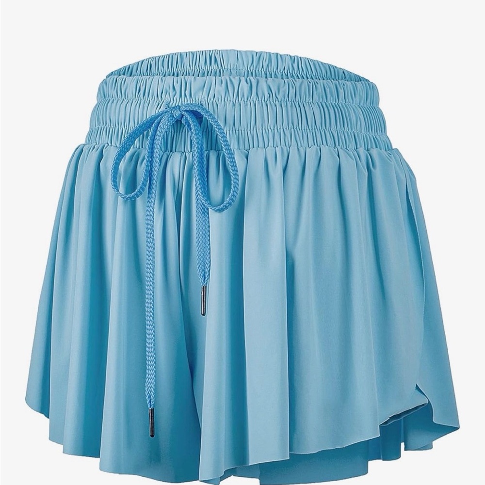 Women's Blue Elastic Waist Shorts